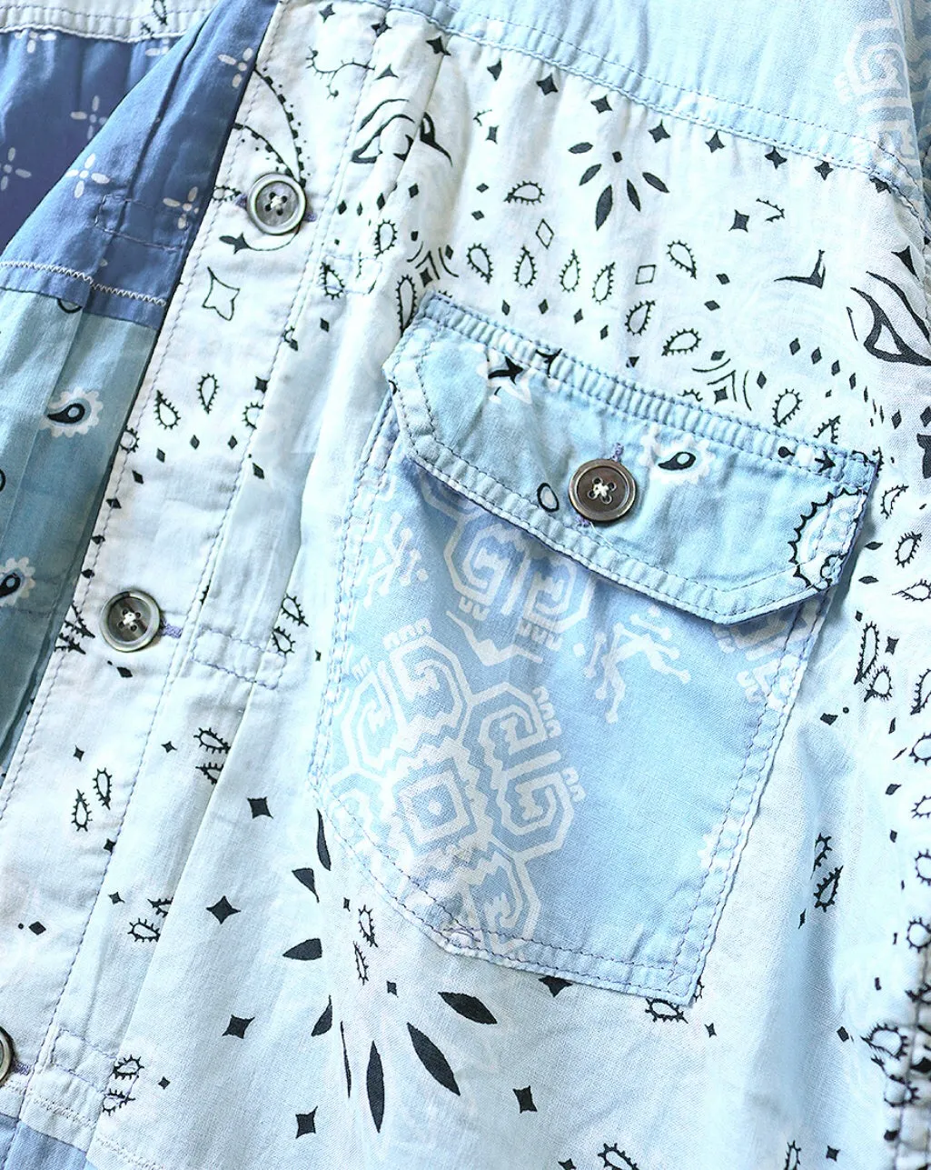 [2XL] Kapital Kountry Bandana Patchwork Pt 1st Shirt Jacket Light Blue