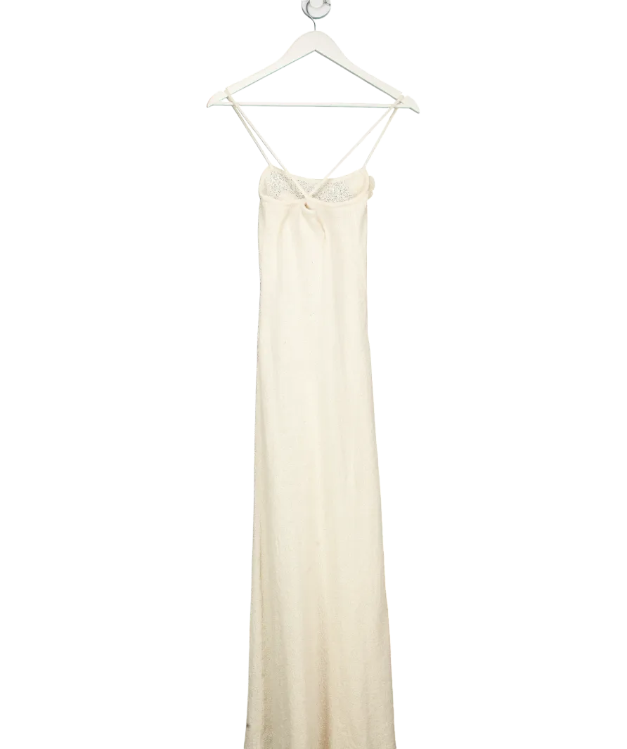 4th & Reckless Cream Isla Floral Embellished Knitted Maxi Dress UK 8