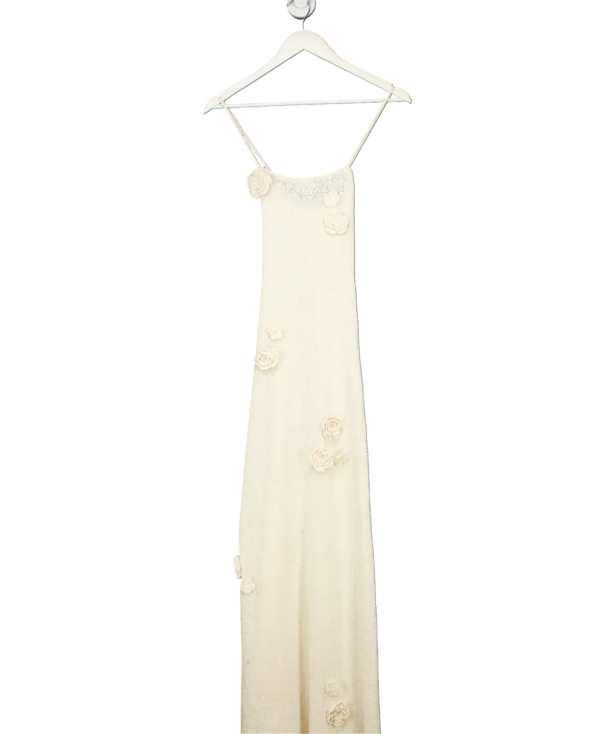 4th & Reckless Cream Isla Floral Embellished Knitted Maxi Dress UK 8