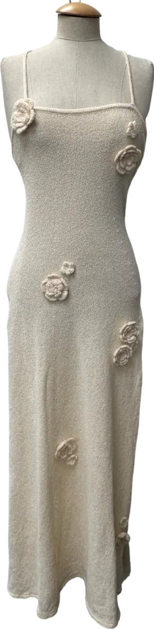4th & Reckless Vassallo Isla Sheer Knit Maxi Beach Dress In Off White UK 8