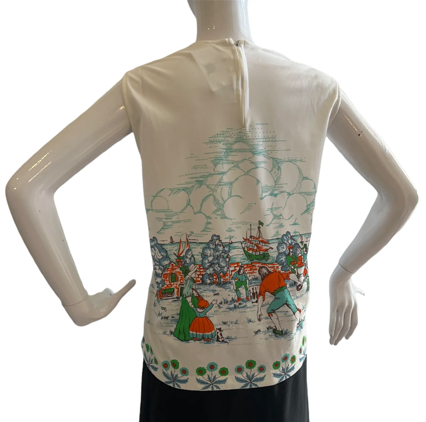 60s Mod Novelty 'Bowling' Sleeveless Top