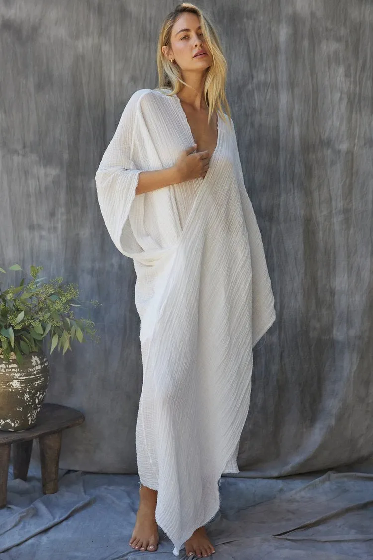 9SEED | QUITANA WRAP AROUND CAFTAN | WHITE