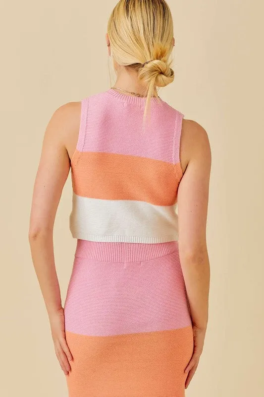Adreana Color Block Knit Top