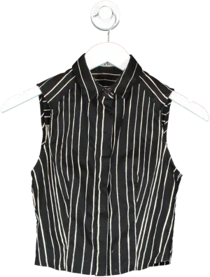 Alice   Olivia Black Striped Sleeveless Shirt UK XS