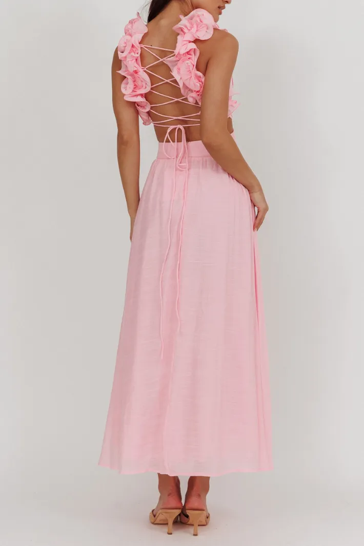 ANYA BACK CUT-OUT MAXI DRESS - Pink