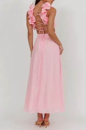 ANYA BACK CUT-OUT MAXI DRESS - Pink