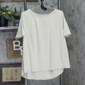 Anybody Womens Knit Short Sleeve A-Lined Oversized Shirt Tan Brown L