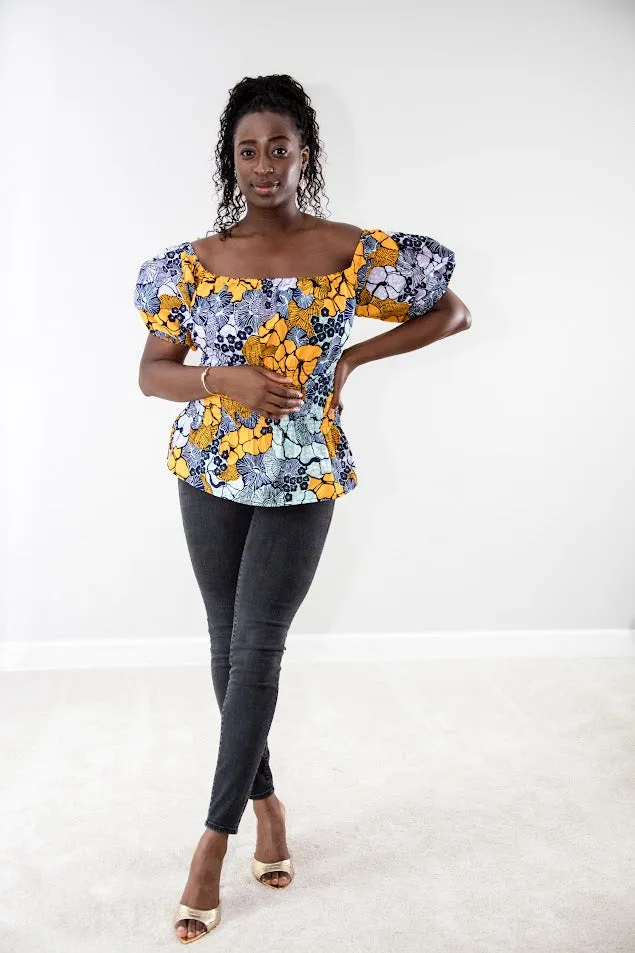 Arewa Smocked Top- yellow and gold