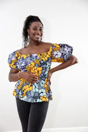 Arewa Smocked Top- yellow and gold