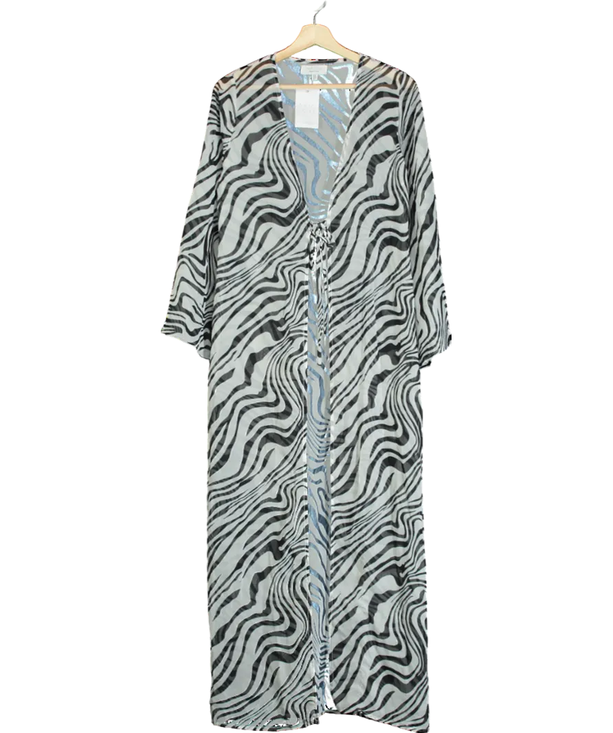 Aria Cove White Leopard Beach Cover Up UK 8