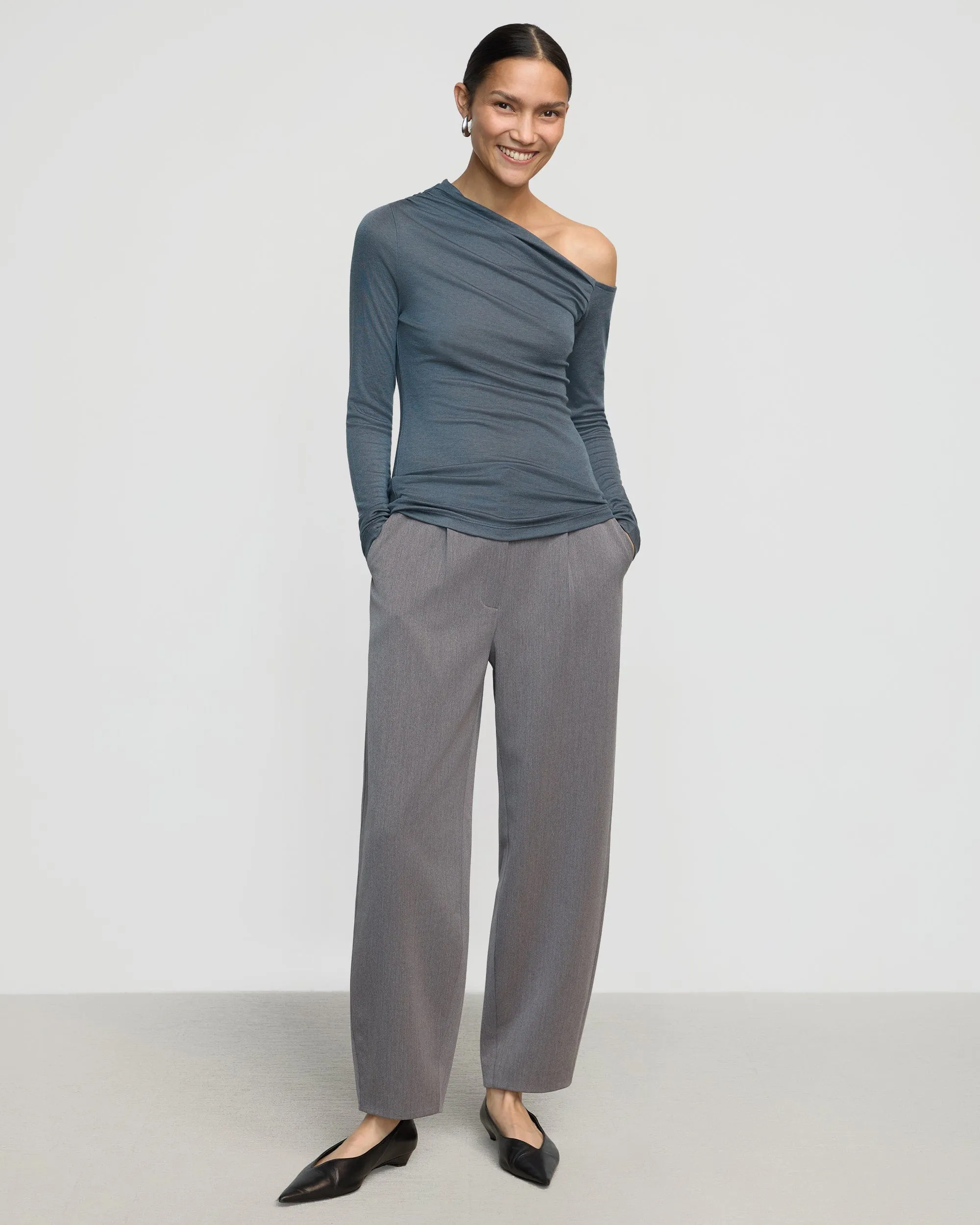 Ayra Tencel-Wool Off-Shoulder Tee