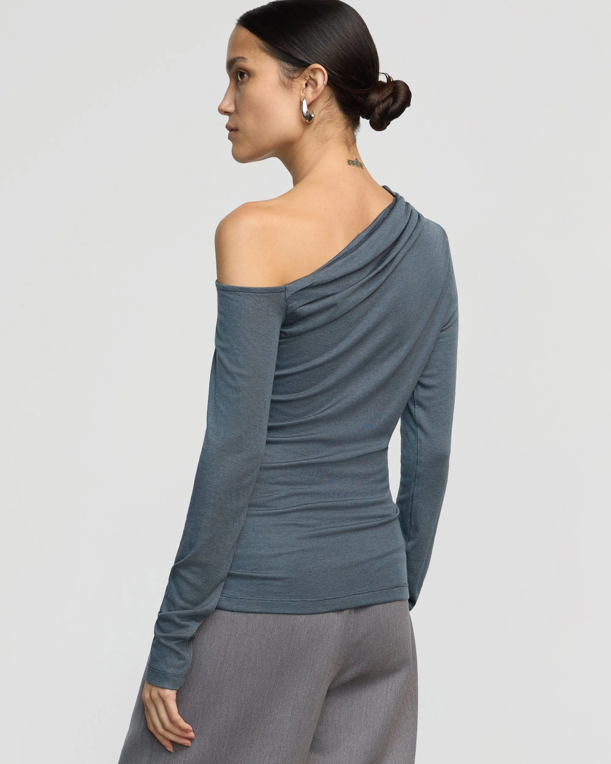 Ayra Tencel-Wool Off-Shoulder Tee