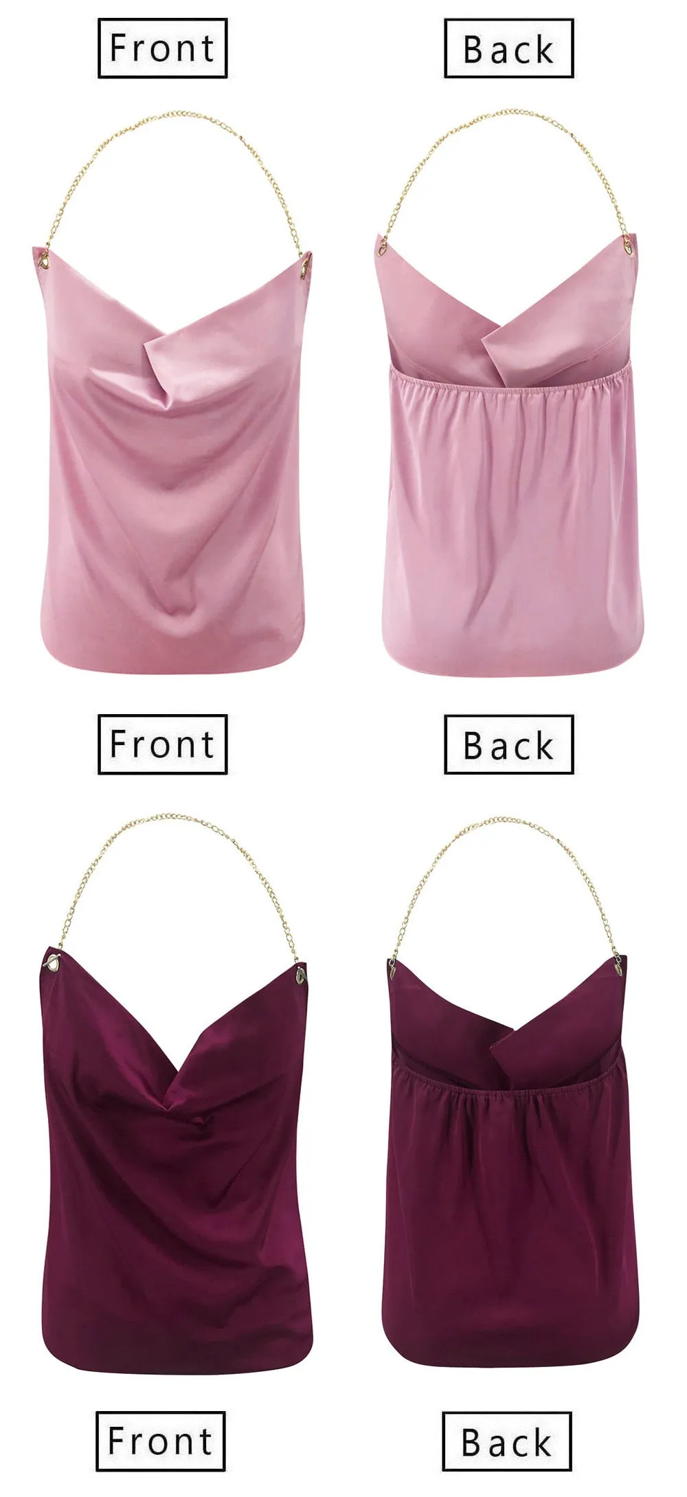 Backless Metal Halter Suspenders Tops
