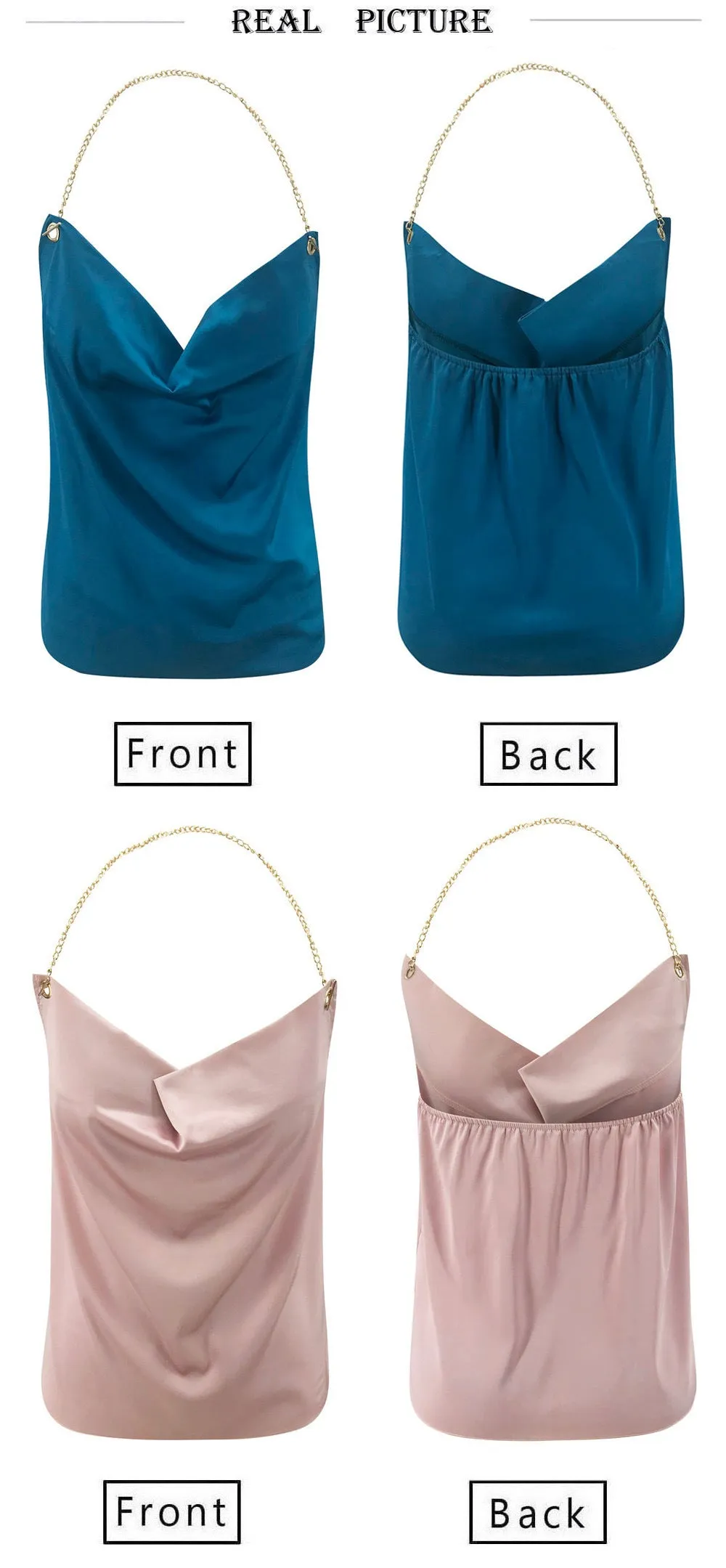 Backless Metal Halter Suspenders Tops