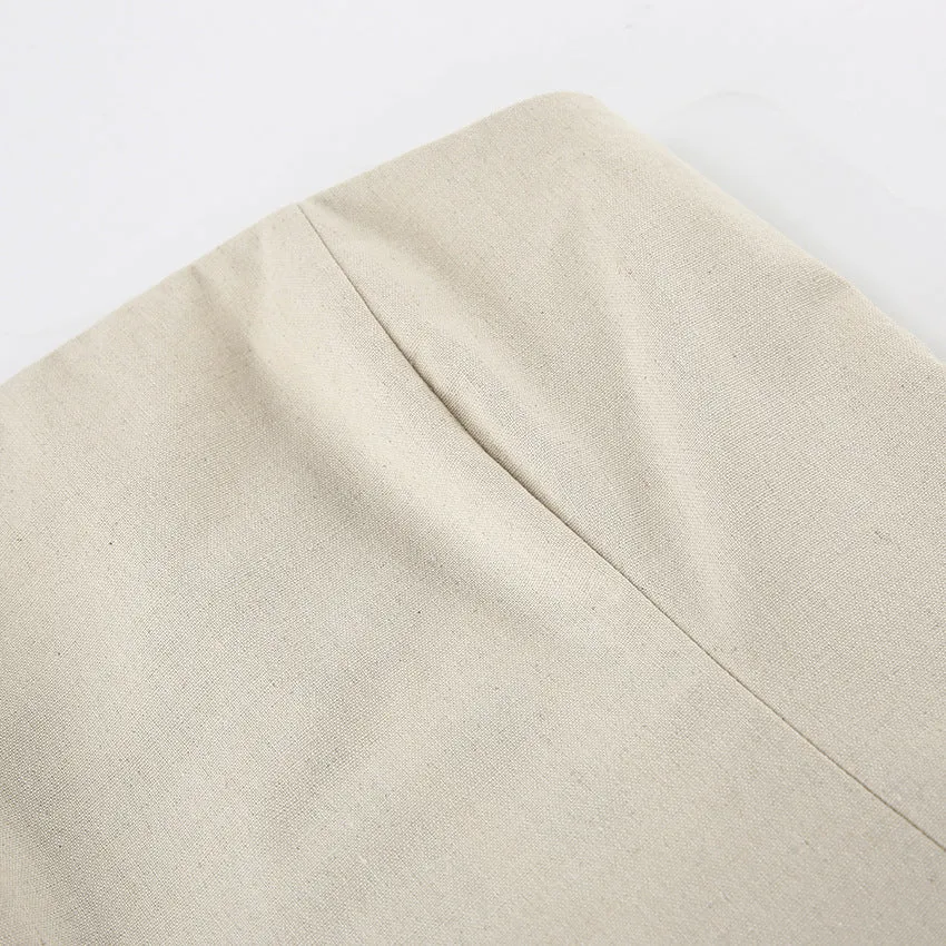 Backless Vacation Tube Top Linen Midi Maxi Dresses