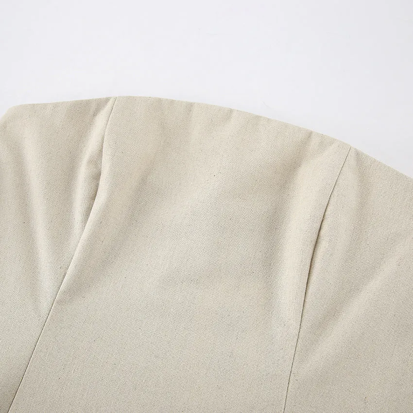 Backless Vacation Tube Top Linen Midi Maxi Dresses