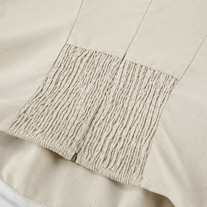 Backless Vacation Tube Top Linen Midi Maxi Dresses