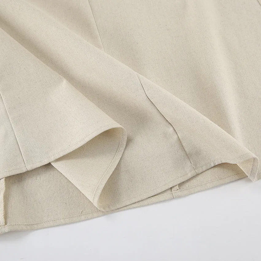 Backless Vacation Tube Top Linen Midi Maxi Dresses