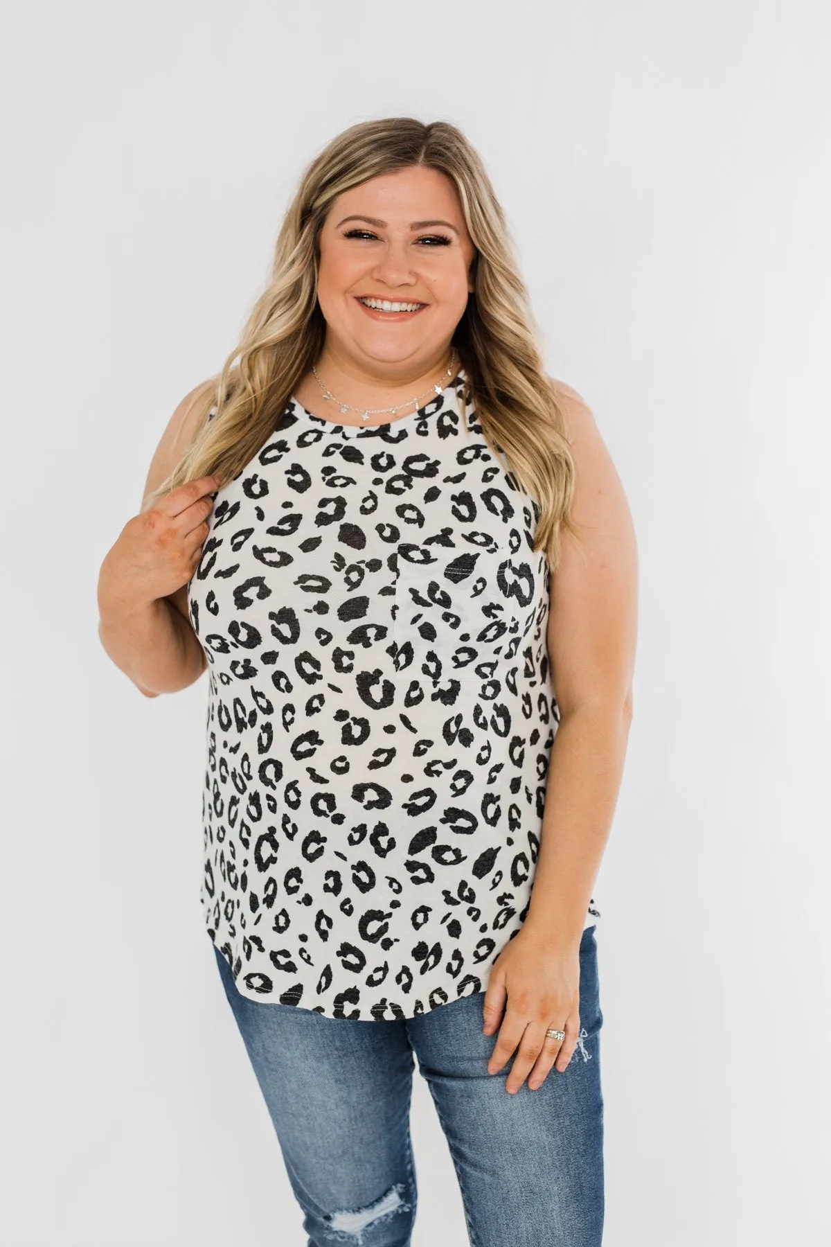 Be Fearless Leopard Tank Top- Off White