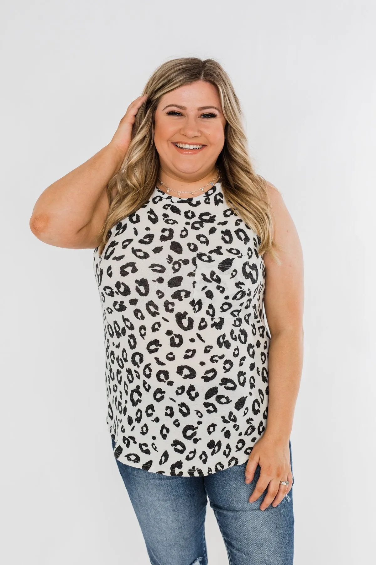 Be Fearless Leopard Tank Top- Off White