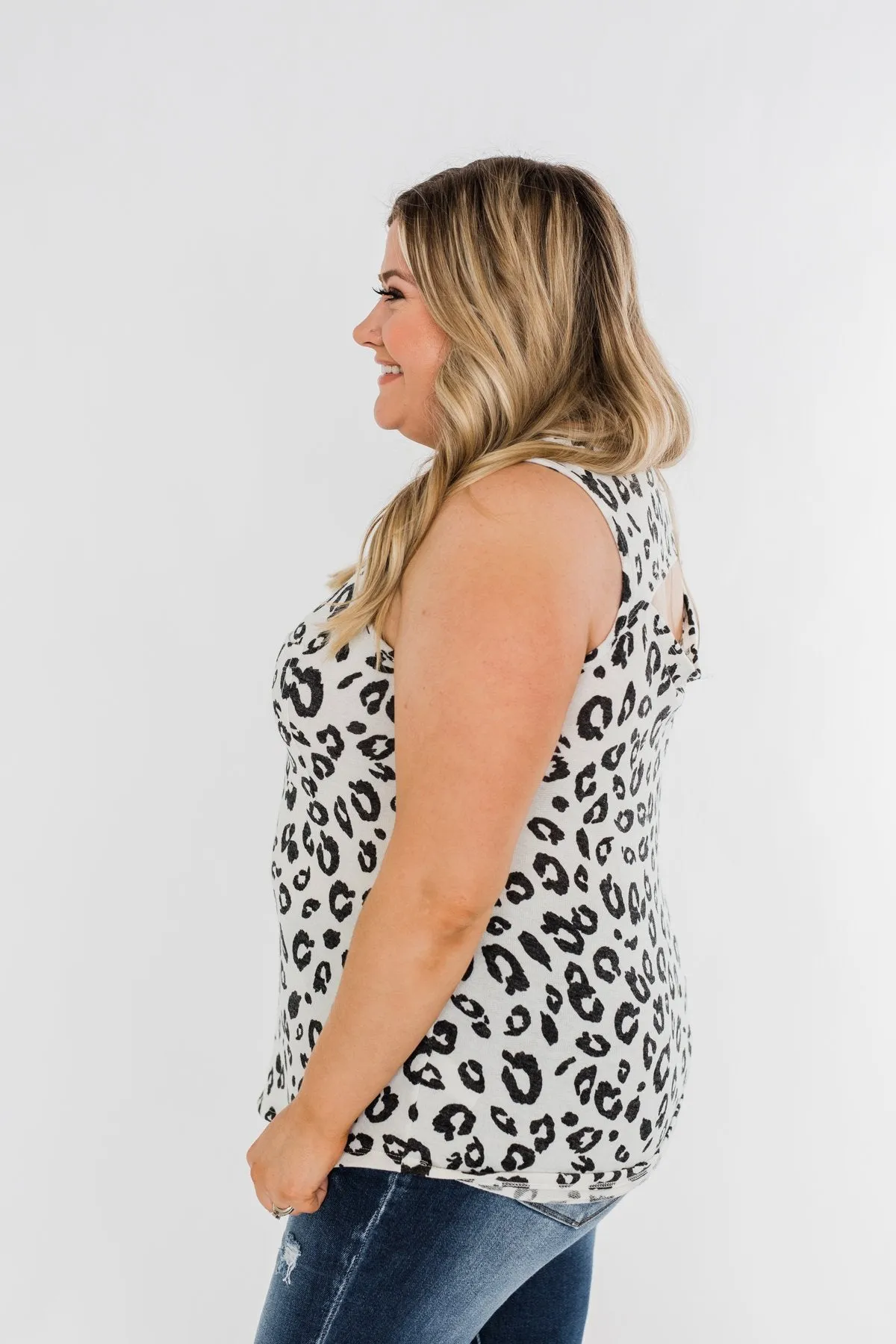 Be Fearless Leopard Tank Top- Off White