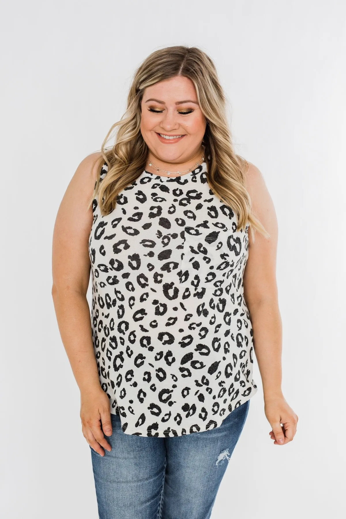 Be Fearless Leopard Tank Top- Off White