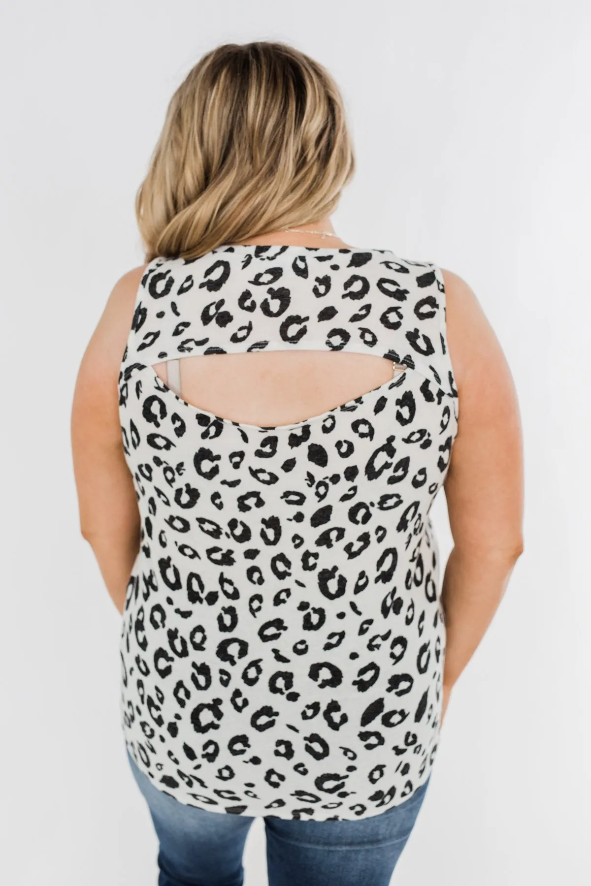 Be Fearless Leopard Tank Top- Off White