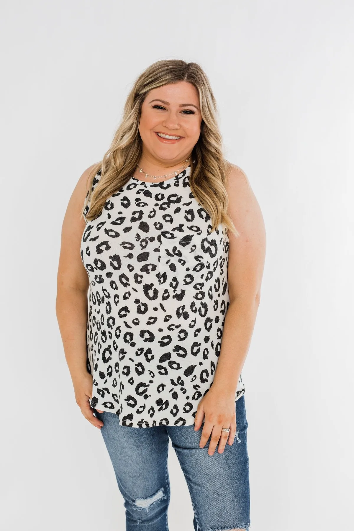 Be Fearless Leopard Tank Top- Off White