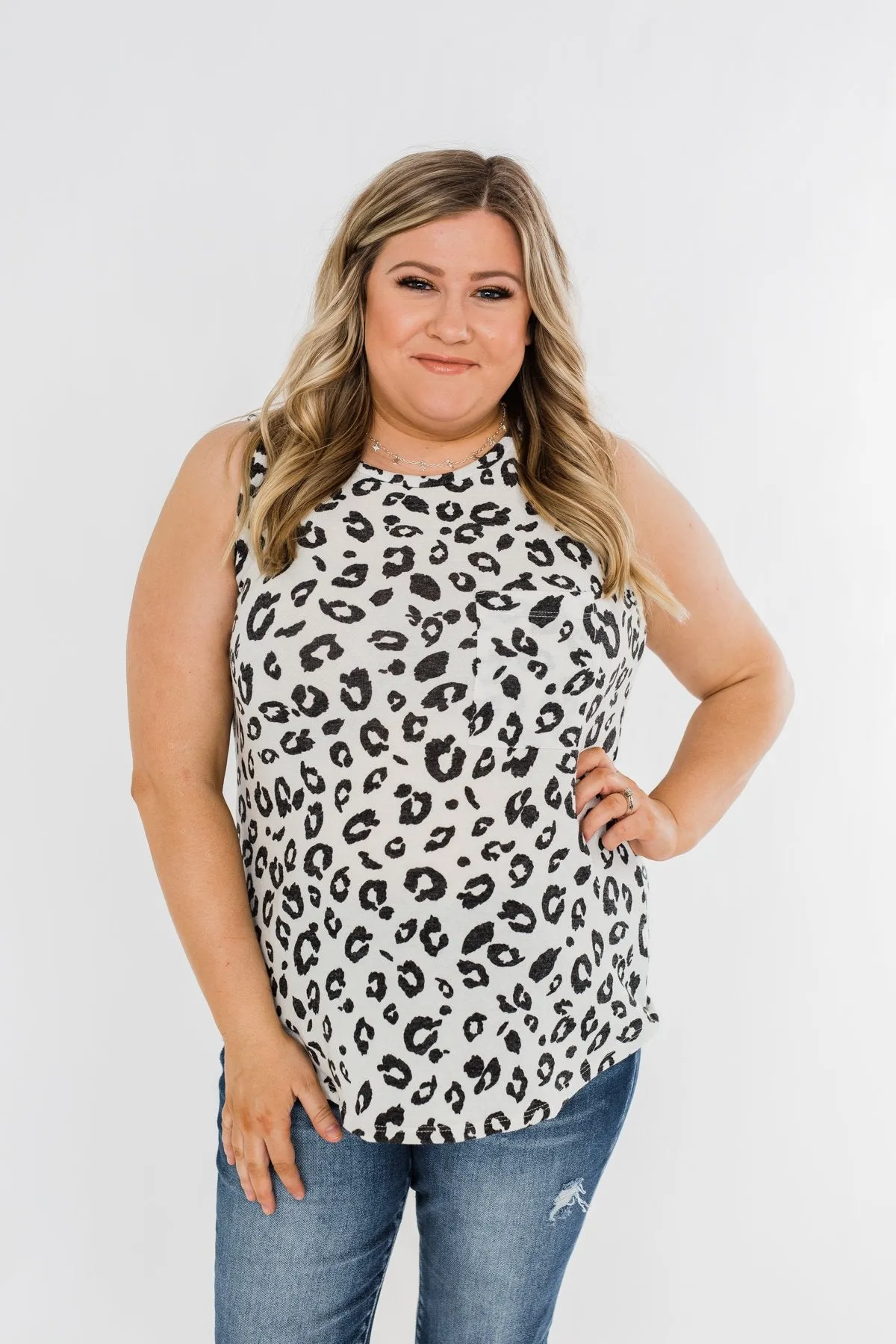 Be Fearless Leopard Tank Top- Off White