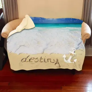 Beach Name In Sand Personalized Blankets
