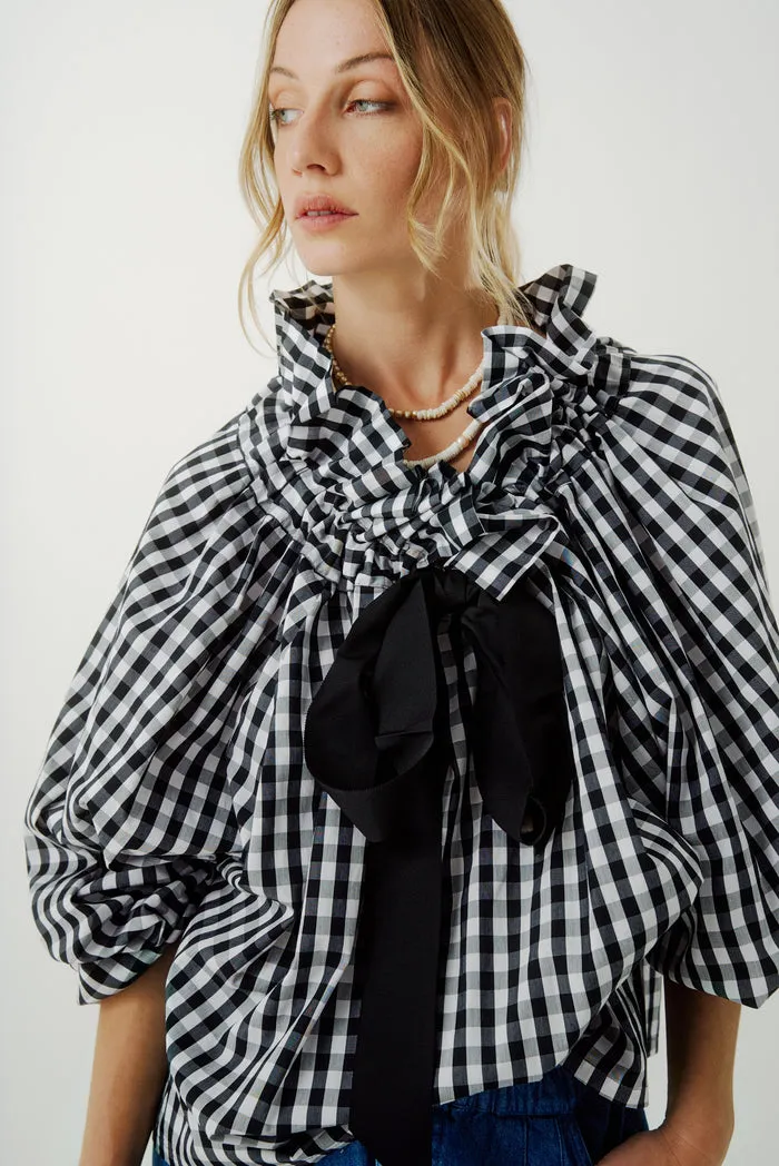 Beautiful Mess Top in Black Gingham Checker