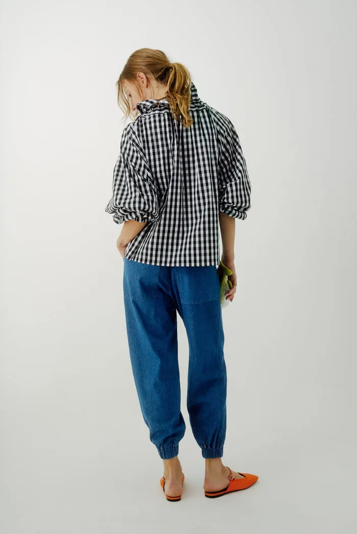 Beautiful Mess Top in Black Gingham Checker