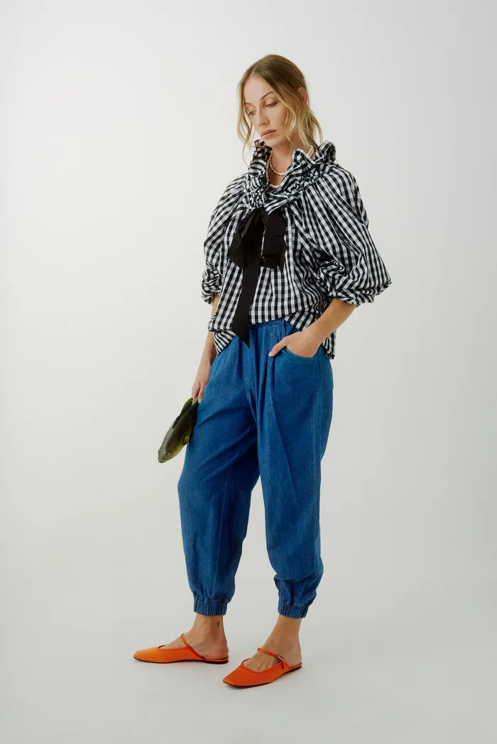 Beautiful Mess Top in Black Gingham Checker