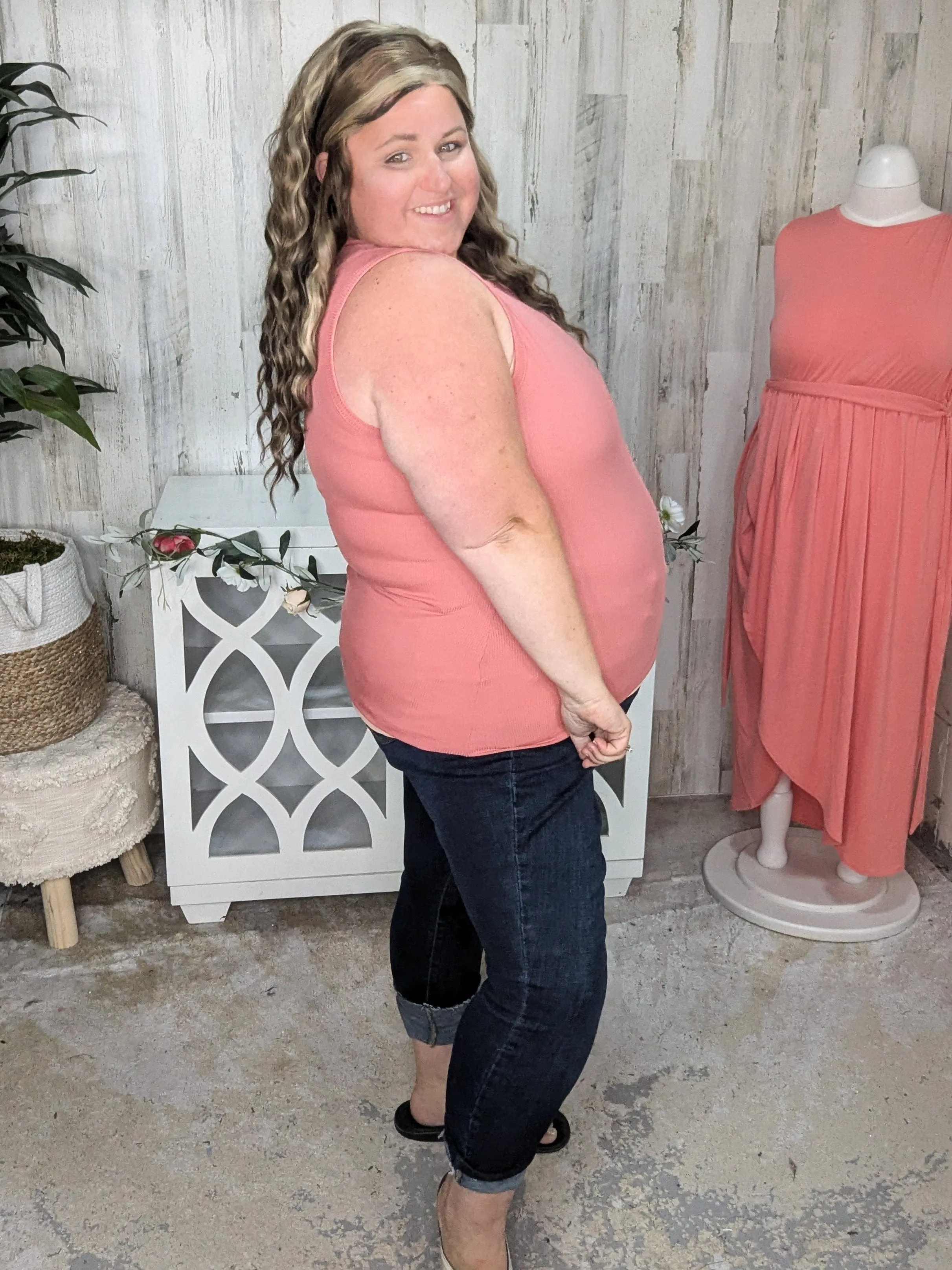 Billie High Neck Ribbed Scoopneck Tank (3 Colors)