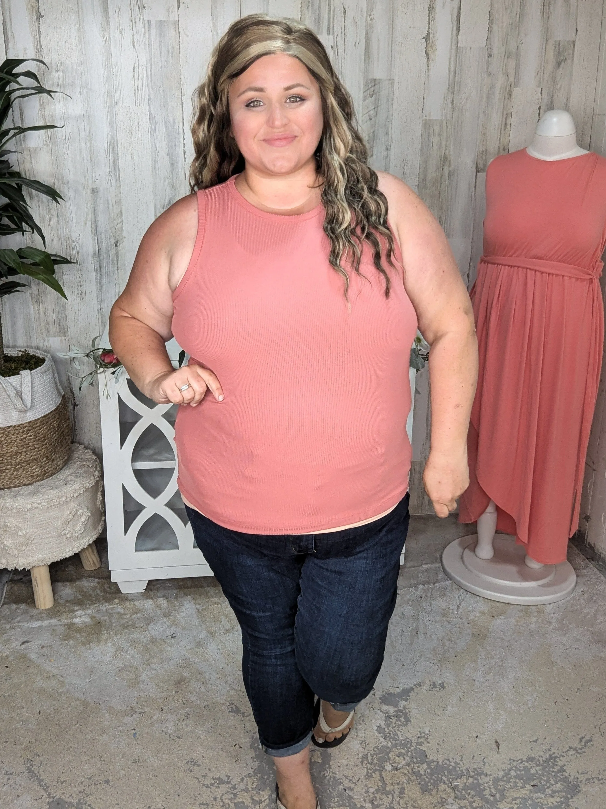 Billie High Neck Ribbed Scoopneck Tank (3 Colors)