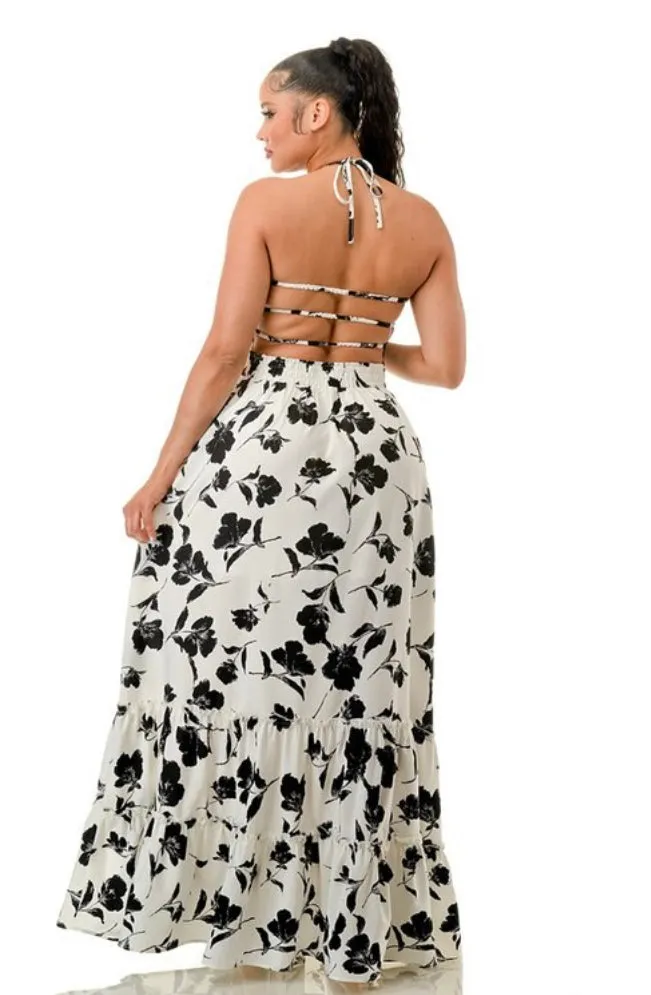 Black Flower Maxi Dress