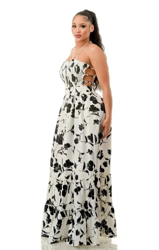Black Flower Maxi Dress