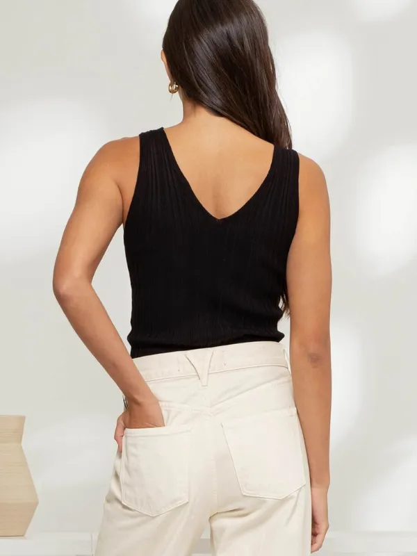 Black Sleeveless Sweater Knit Top