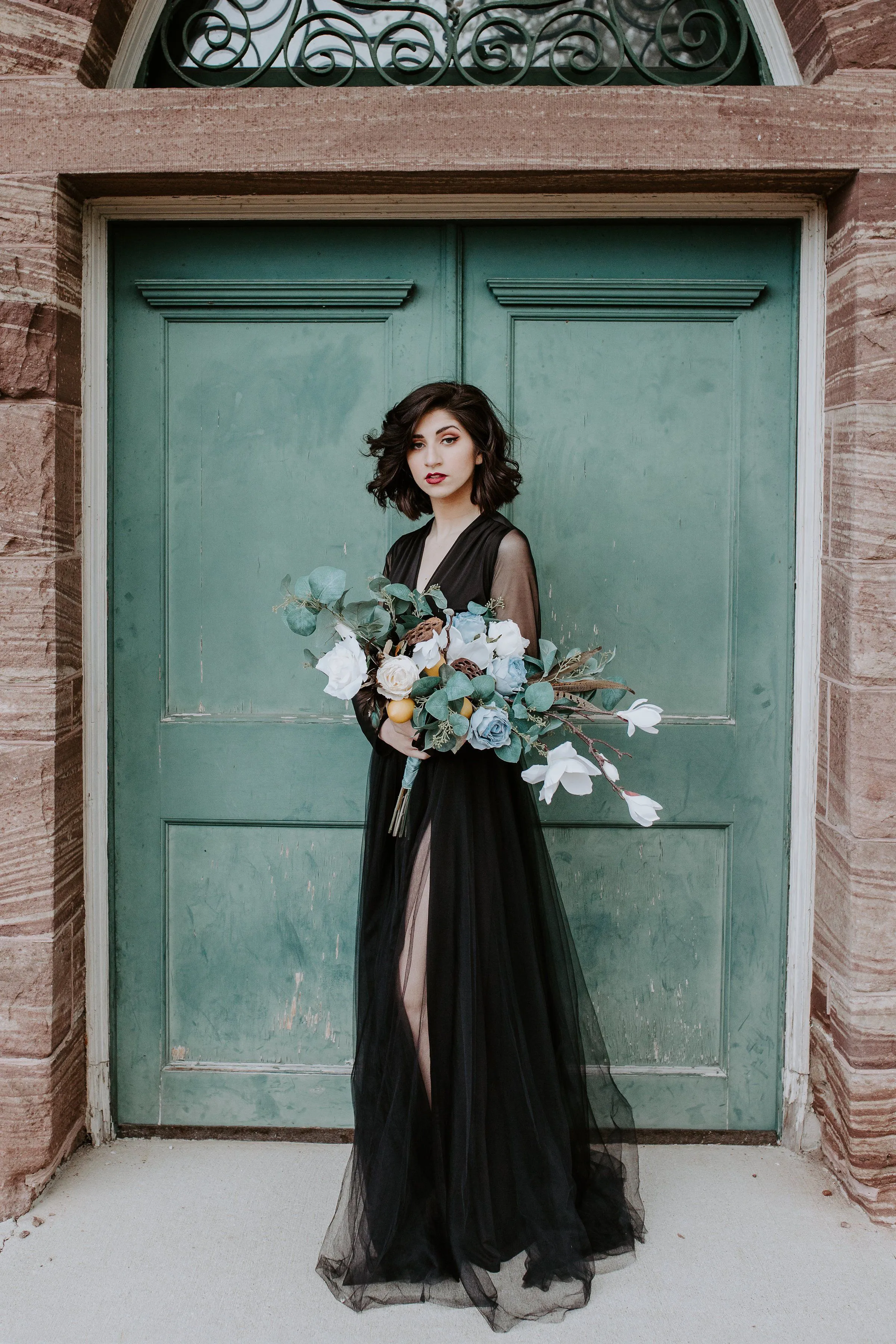 Black wrap tulle dress #1174