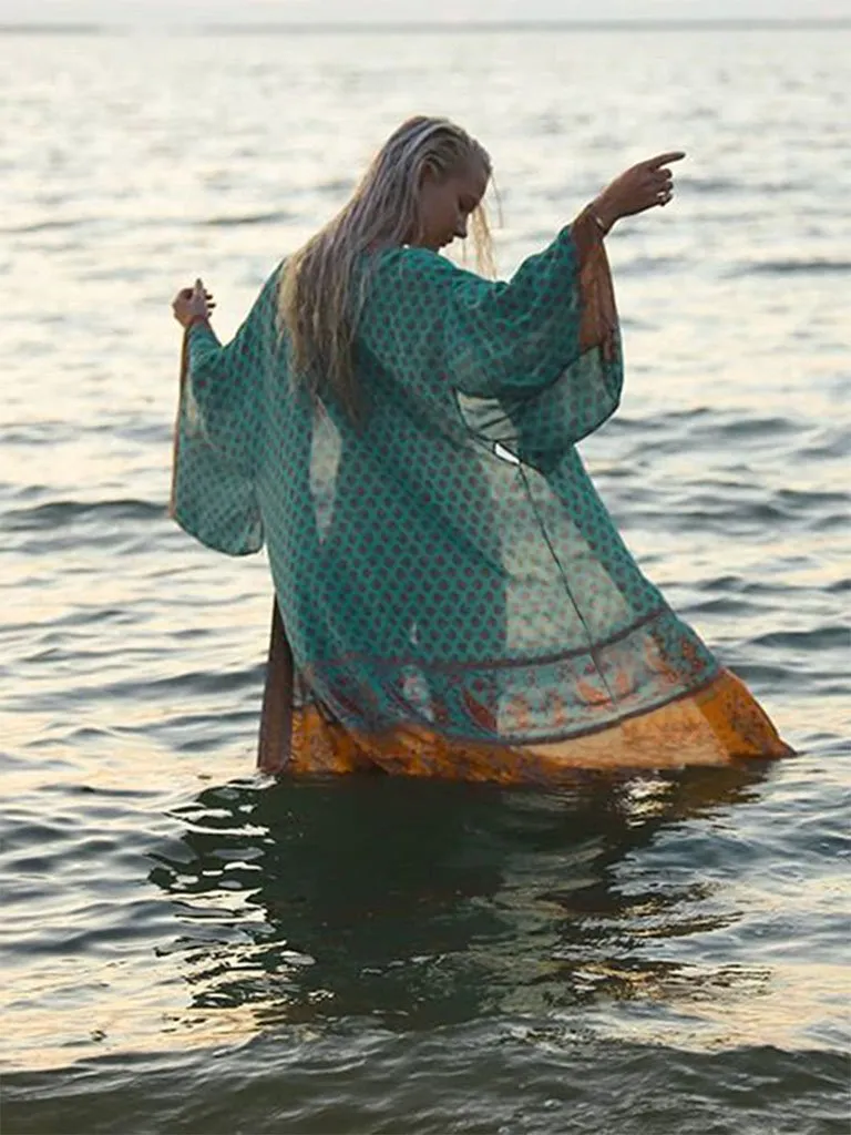 Boho Dress Bikini Cover Up Long Kimono Beach Dress For Women