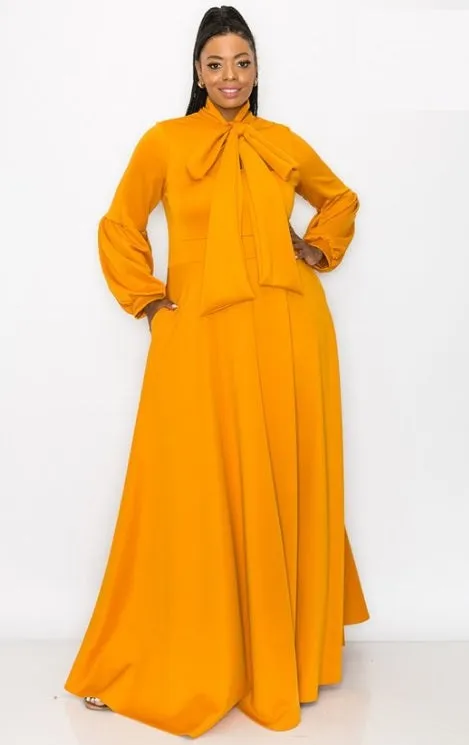 Bow Long Flowy Dress