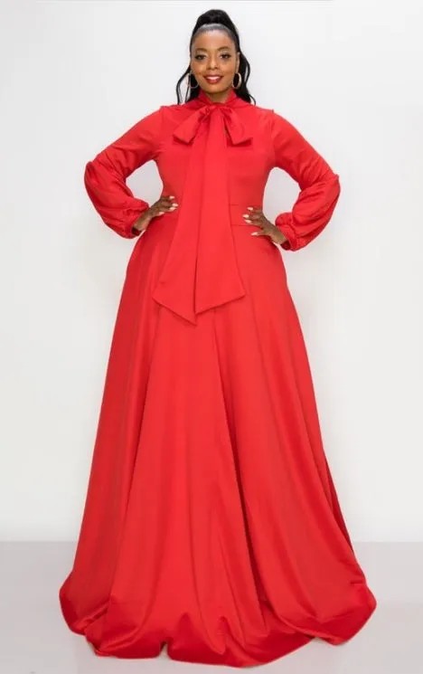 Bow Long Flowy Dress