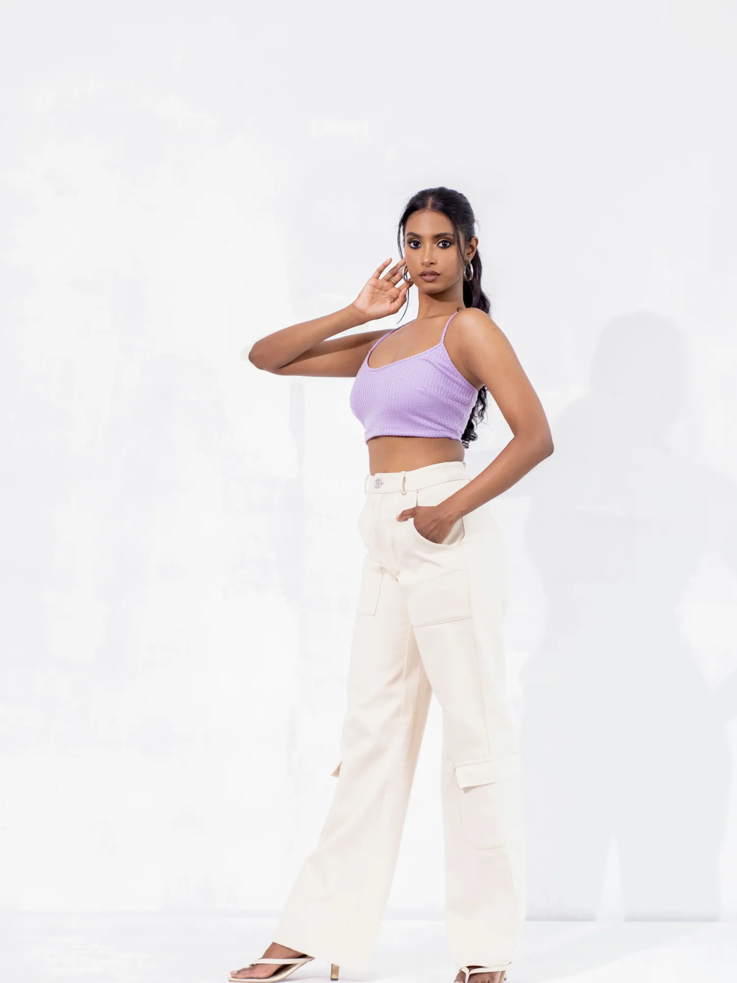 Bustier Detail Back Tie-Up Crop Top