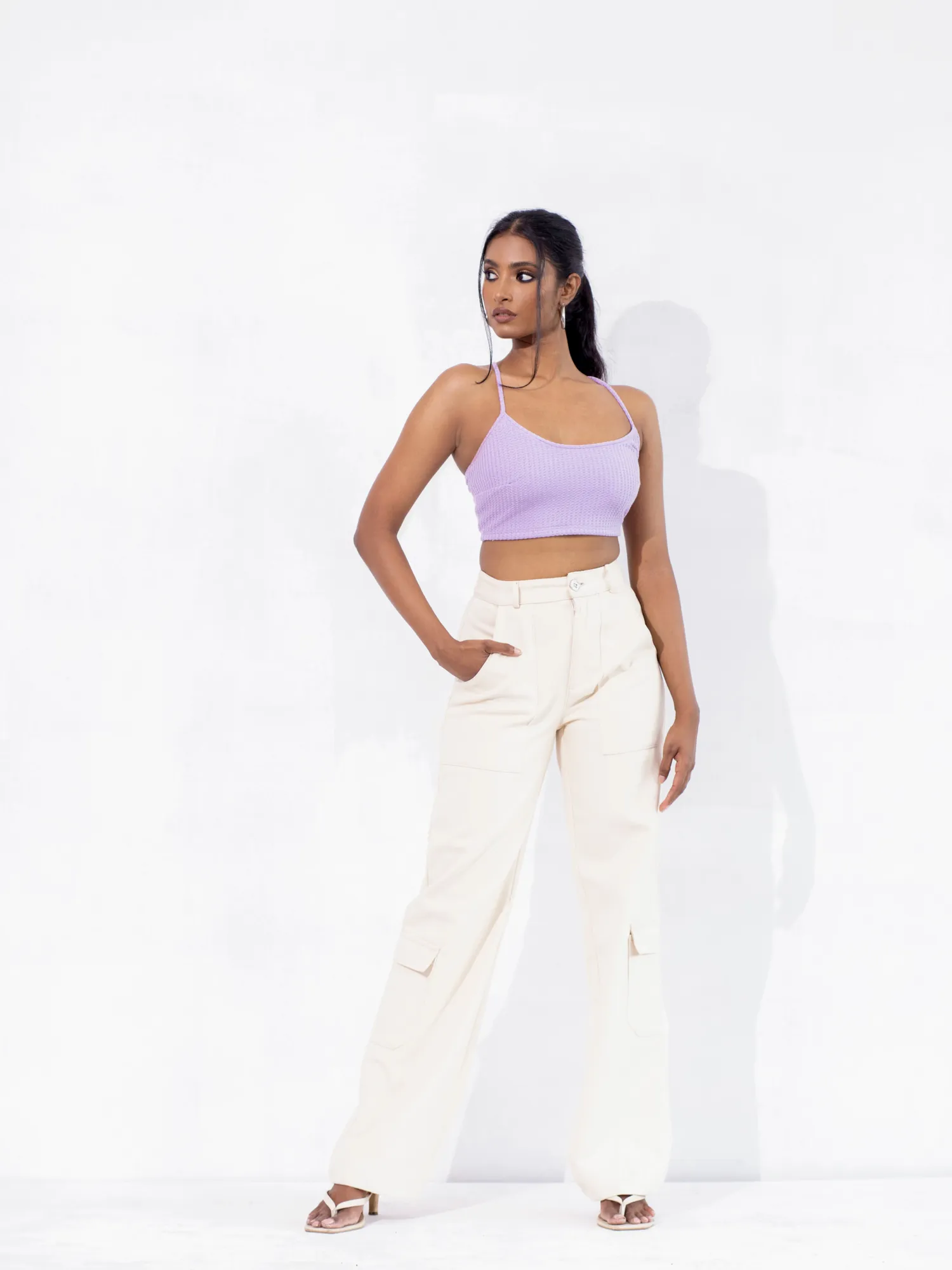 Bustier Detail Back Tie-Up Crop Top