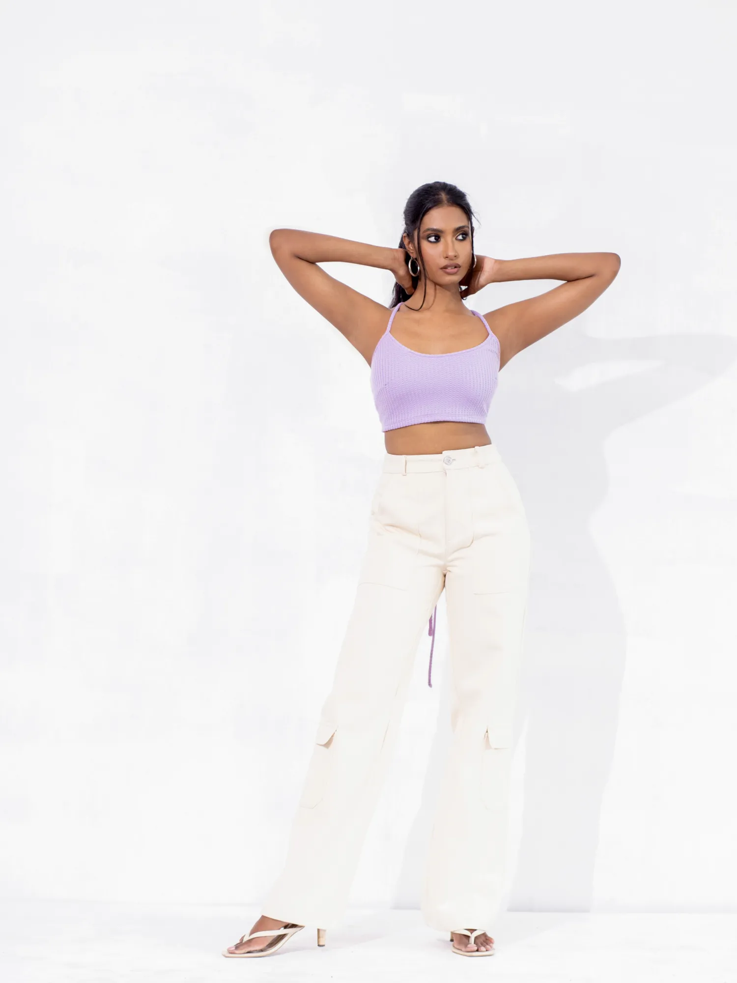 Bustier Detail Back Tie-Up Crop Top