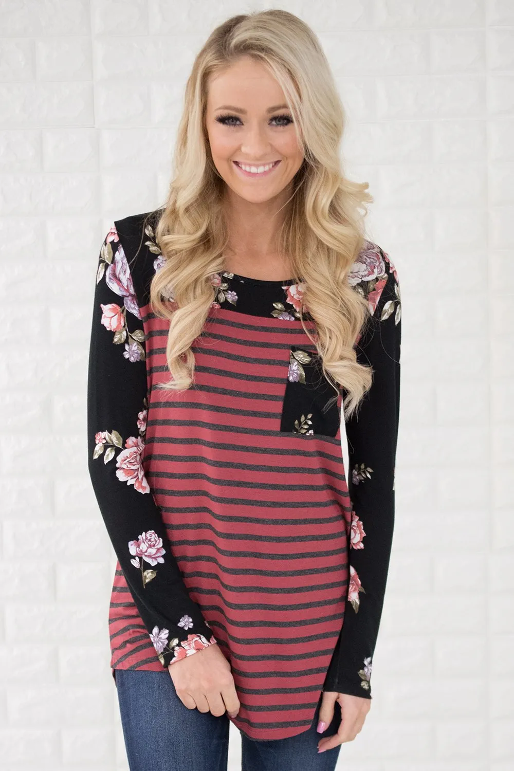 Can't Keep My Eyes Off You Floral & Stripes Top