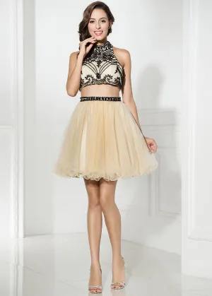 Champange Two-piece Homecoming Dress