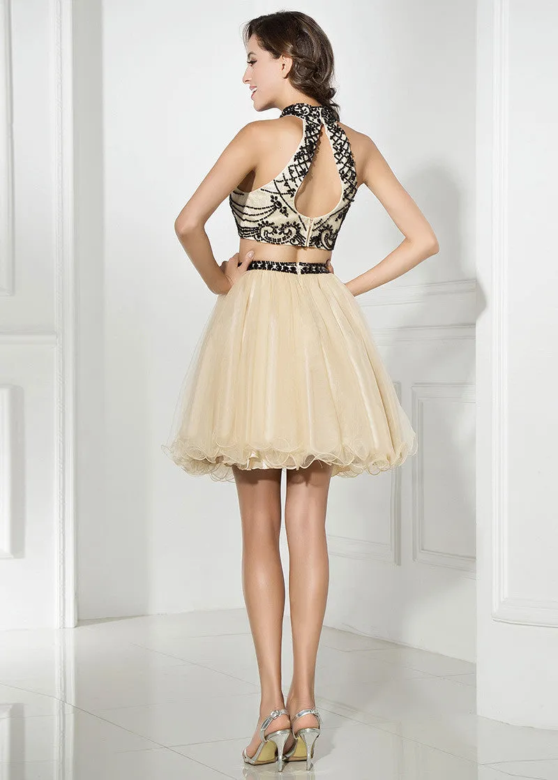 Champange Two-piece Homecoming Dress
