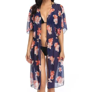 Chiffon Drawstring Midi Cover Up