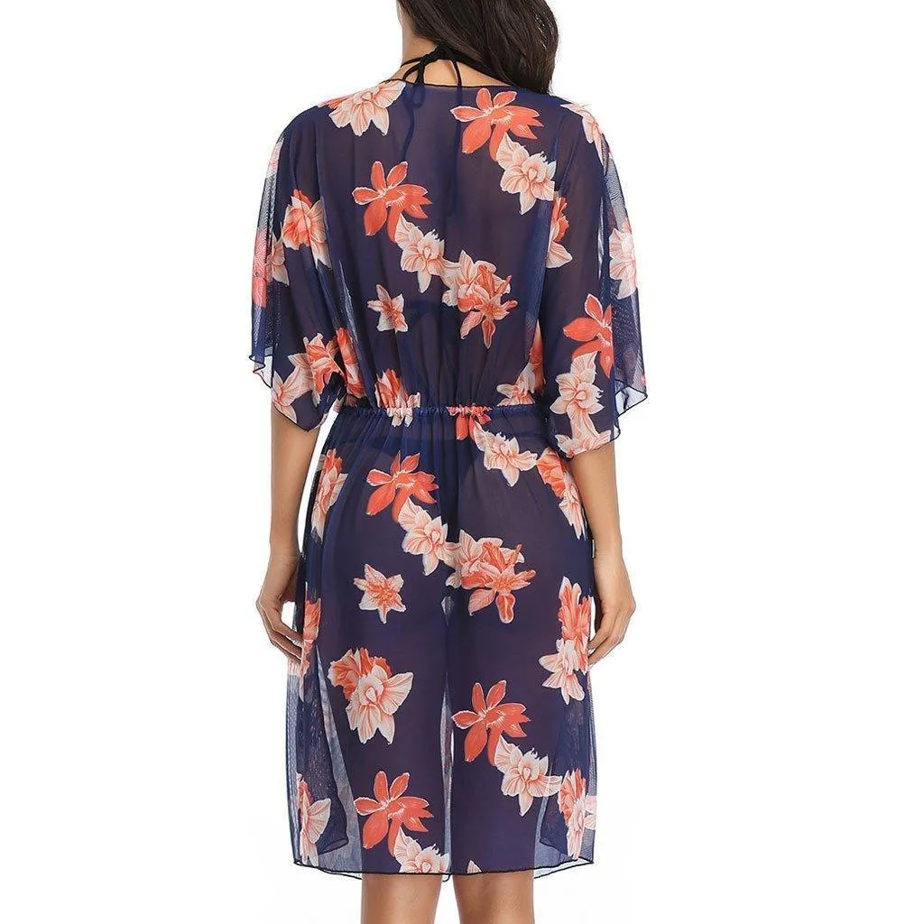 Chiffon Drawstring Midi Cover Up